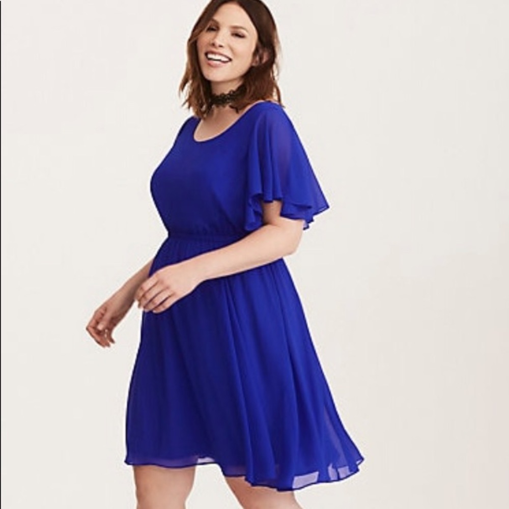Blue Chiffon Skater Torrid Dress